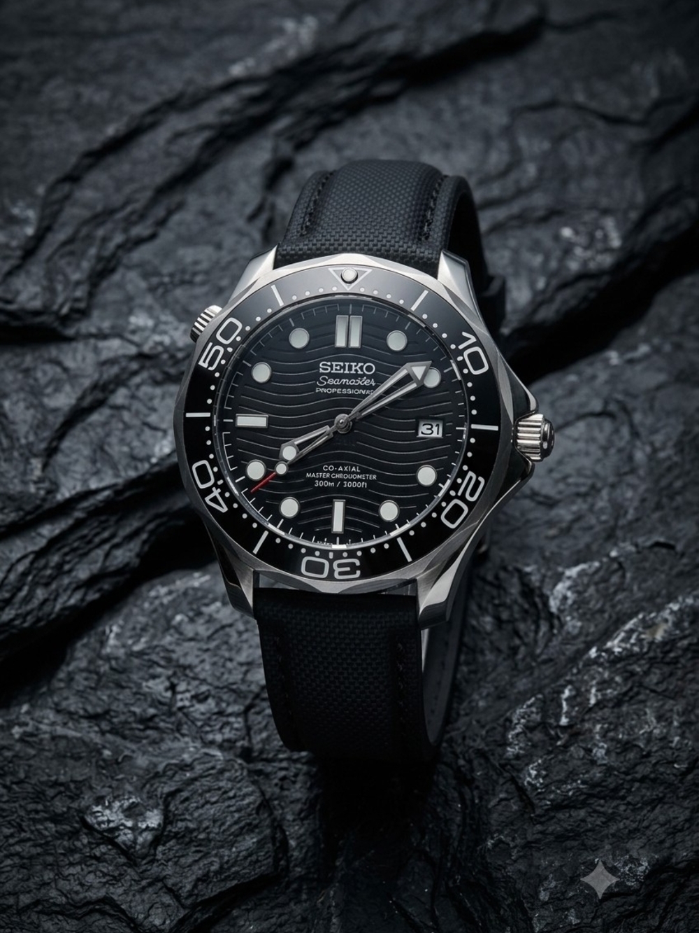 Custom 41mm Automatic Seiko Mod Watch Seamaster with Black Dial NH35